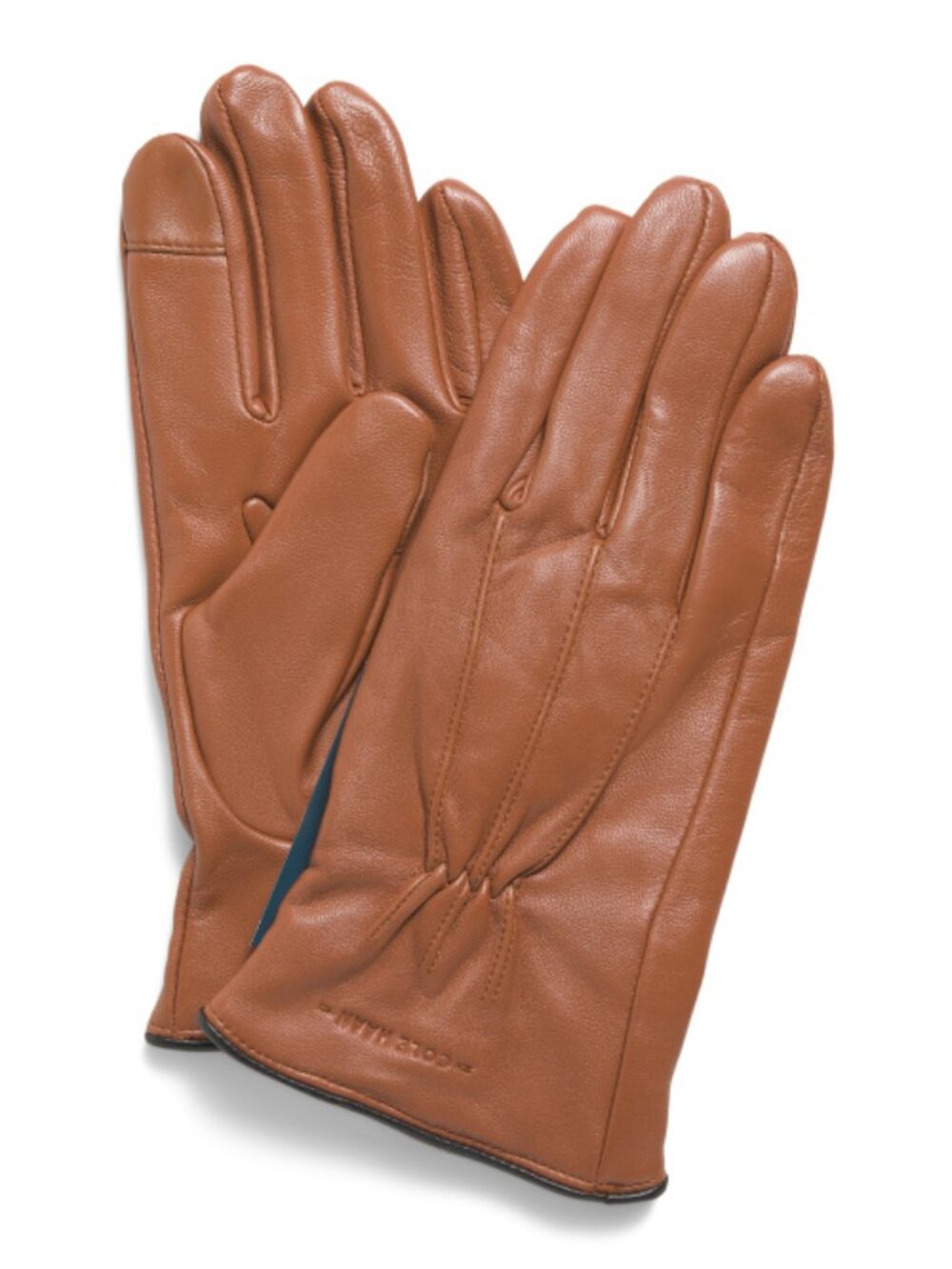 COLE HAAN Men's Leather Touchscreen Gloves With Wool And Cashmere Blend Lining